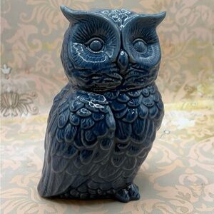 Blue Ceramic Owl Figurine - Decorative Home Art